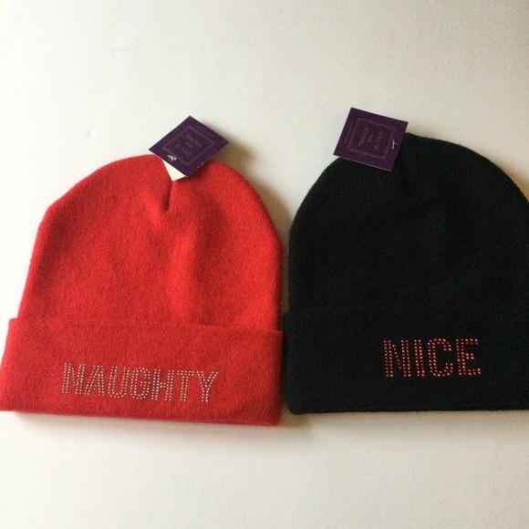 DAVID & YOUNG PAIR OF NICE AND NAUGHTY BEANIES BLACK RED CRYSTAL EMBELLISHED OS main image 6